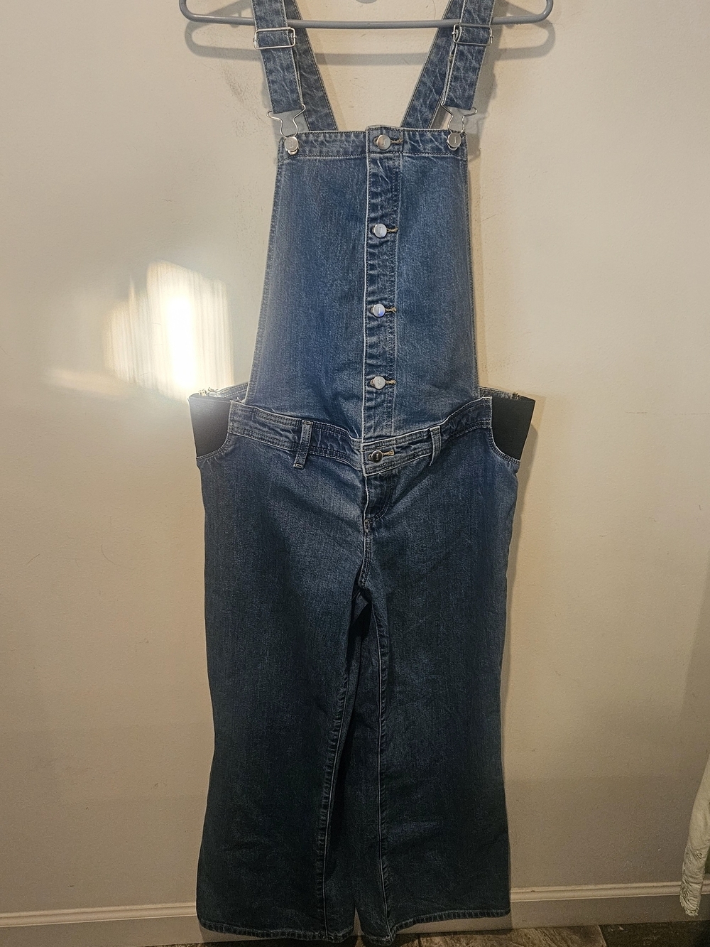 Isabel&Ingrid Maternity Women's Classic Wide Leg Blue Denim Overalls Size 10